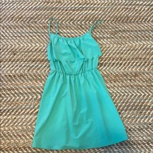 Scalloped teal dress